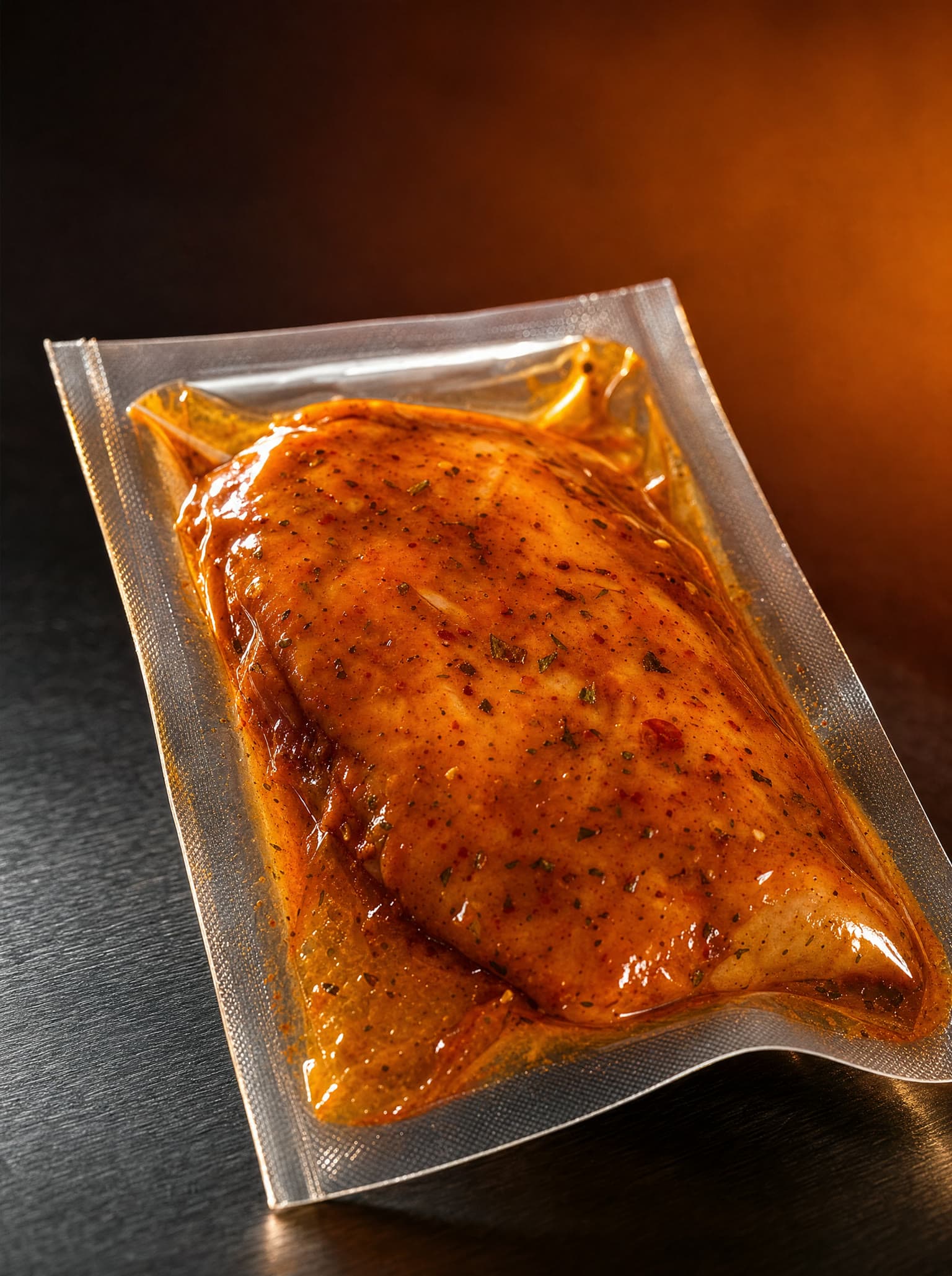 Peri-Peri sous vide chicken breast in vacuum pouch